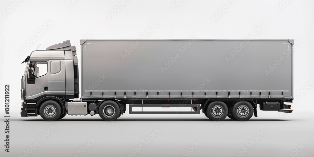 Side view of modern gray truck in white background Side view of modern gray truck in white background