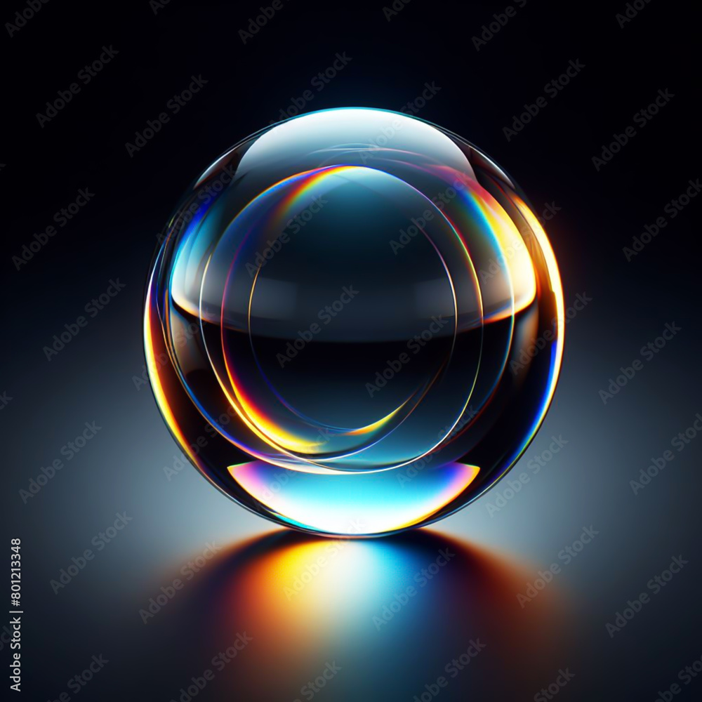Sphere with refraction light and holographic effect on dark background Sphere with refraction light and holographic effect on dark background