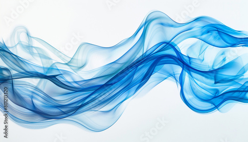 Sea breeze blue wave abstract, light and breezy sea breeze blue wave flowing on a white background. photo