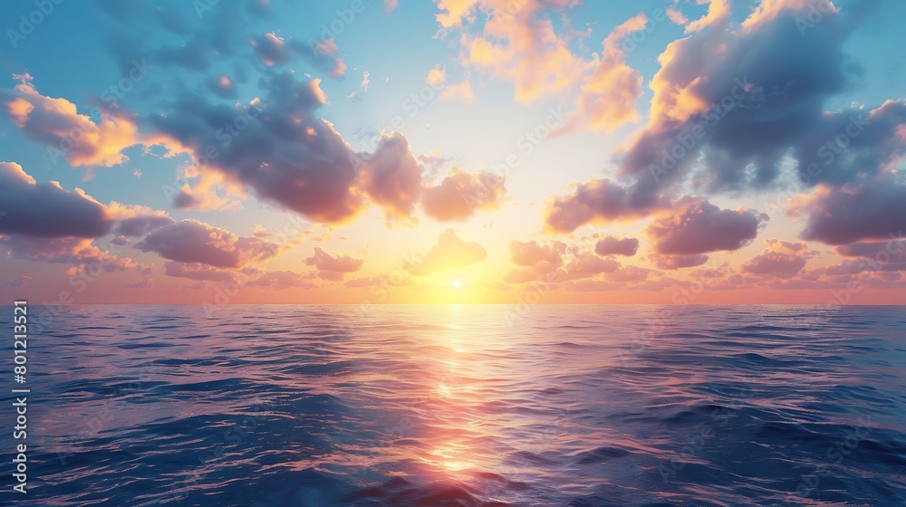 Beautiful cloudscape over the sea sunrise shot