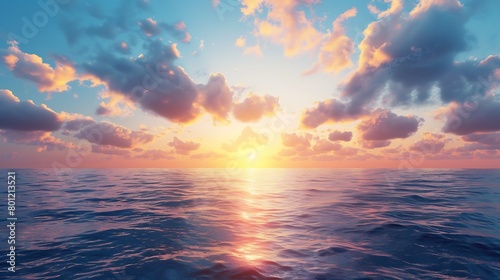 Beautiful cloudscape over the sea sunrise shot