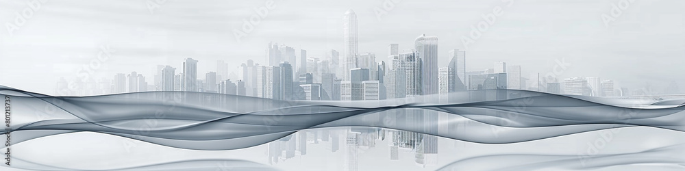 Skyline gray wave illustration, soft and expansive skyline gray wave on a white backdrop.