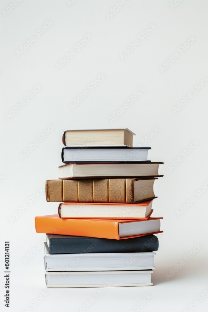 Stack of hardcover books on white background, Back to School, studies, learning concept. Stack of hardcover books on white background, Back to School, studies, learning concept.
