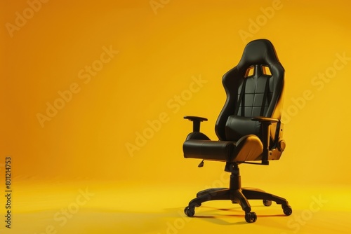 Gamer chair on yellow background, gaming concept, gamer.