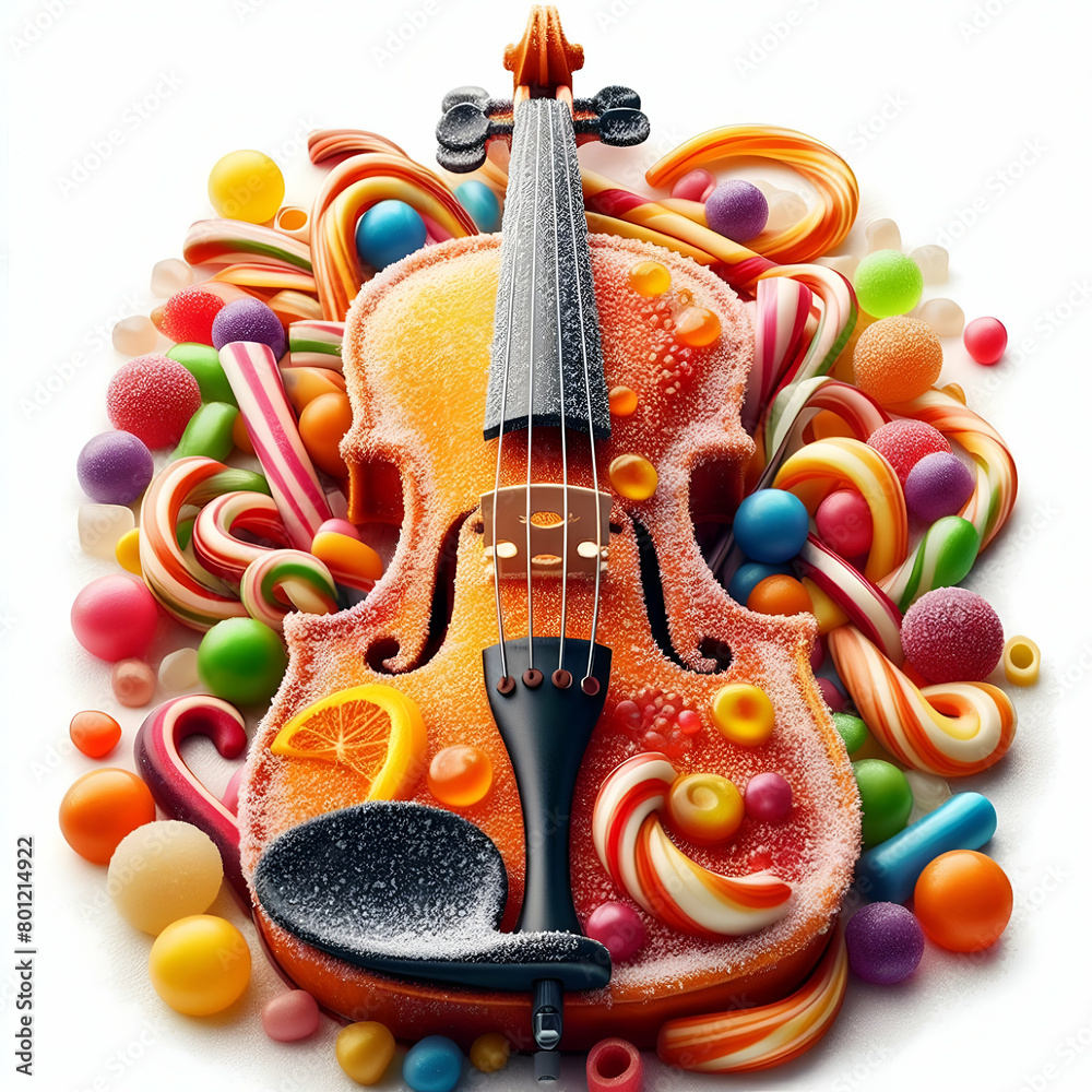 Instrumento musical dulce hecho con gominolas y chucherías Instrumento musical dulce hecho con gominolas y chucherías