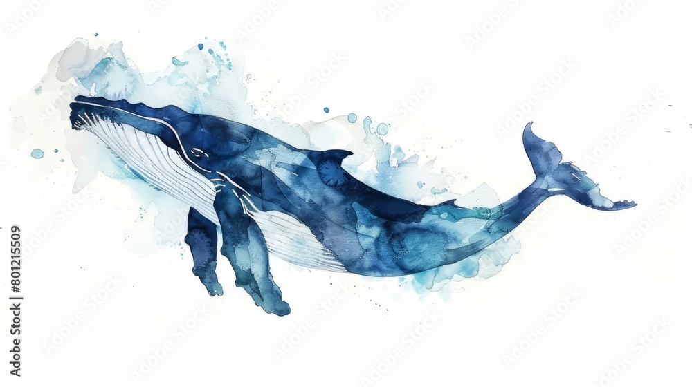 A watercolor painting of a blue whale A watercolor painting of a blue whale