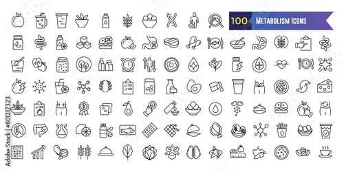 Metabolism icons set outline vector. Torso health. Detox balance. Outline icon collection. Editable stroke.