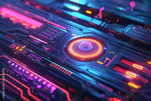 A highly detailed render of a futuristic control panel