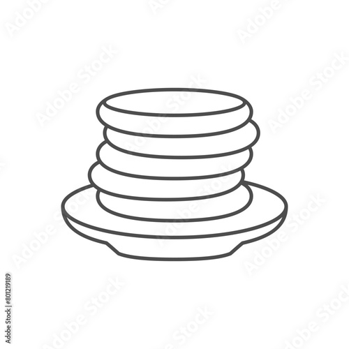 Plate with pancakes line icon