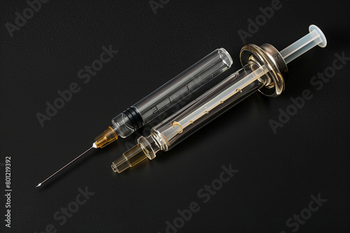 A pristine syringe and vial, capturing the precision and detail of medical instruments.