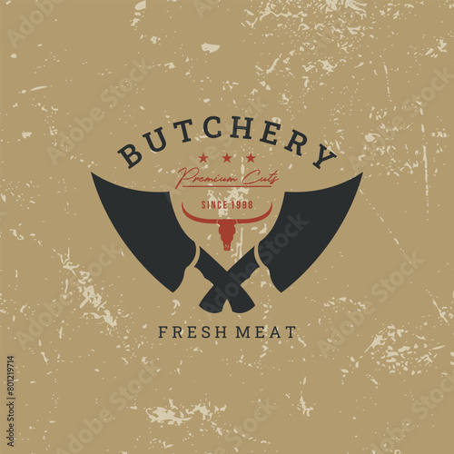 butchery logo vintage vector illustration premium quality design, sign or design for market-shop