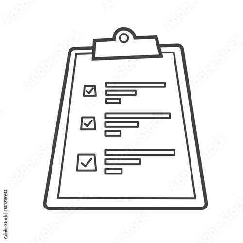 Linear icon of a financial report. Black and white vector illustration of a document showing financial data for planning and decision-making.