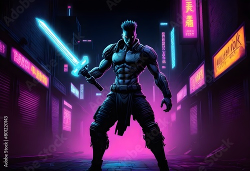 Dark And Mysterious A Cyberpunk Warrior With A Mec (9) 1