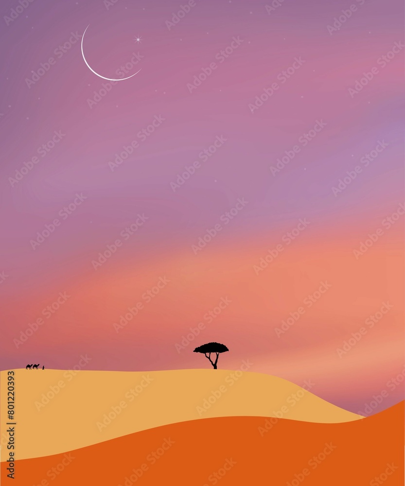 Traveling at dusk in the desert