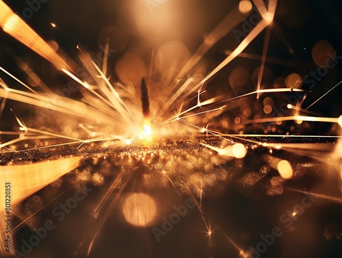 Brilliant sparks and bokeh lights creating an abstract festive background.
