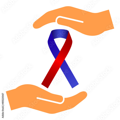Vector illustration of International Firefighters' Day ribbon in hands on transparent background