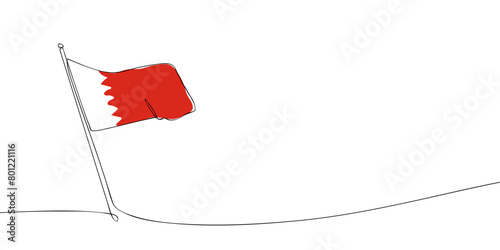 A single line drawing of a Bahrain flag. Continuous line Kingdom of Bahrain icon. One line icon. Vector illustration