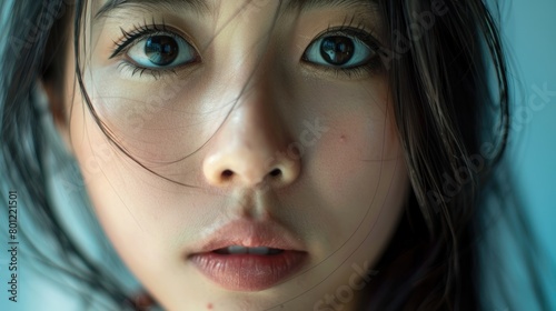 Macro shot of a young Asian woman