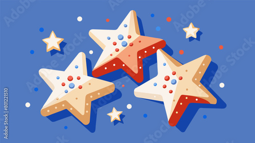 StarSpangled Shortbread Cookies Delicate shortbread cookies into star shapes and decorated with a sprinkle of red white and blue sugar crystals.. Vector illustration