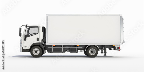 Side view of modern white truck in white background