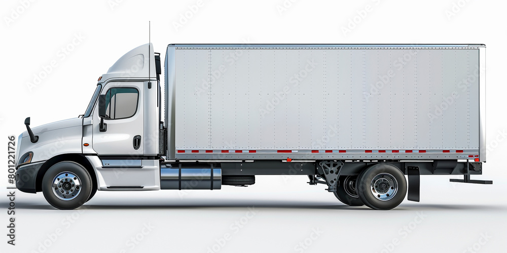 Side view of modern white truck in white background Side view of modern white truck in white background
