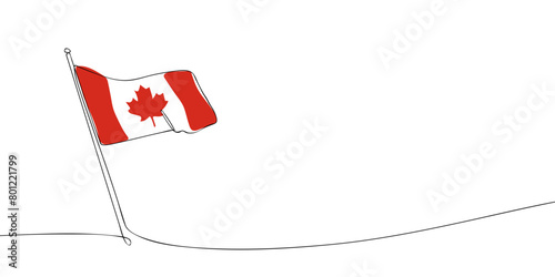 A single line drawing of a Canada flag. Continuous line Canada icon. One line icon. Vector illustration
