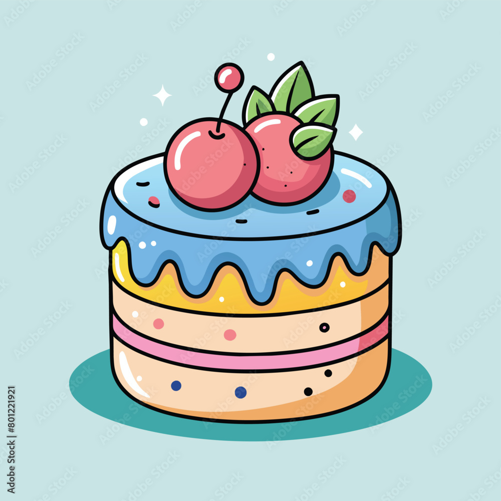 Minimalist doodle featuring a cake, Generative AI Minimalist doodle featuring a cake, Generative AI