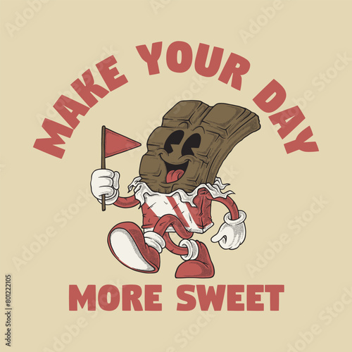 retro cartoon emblem of cheerful chocolate