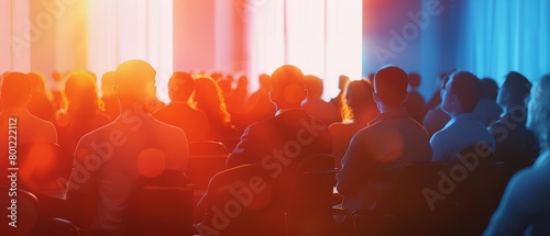 A group of people are sitting in a conference room. They are all looking at the speaker. The speaker is not visible.