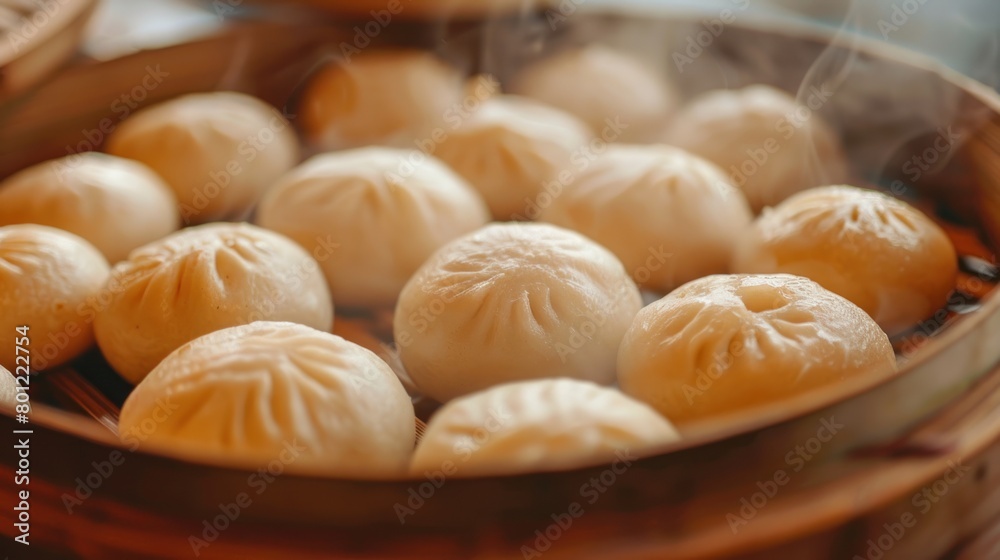Macro shot of steamed bun food Macro shot of steamed bun food