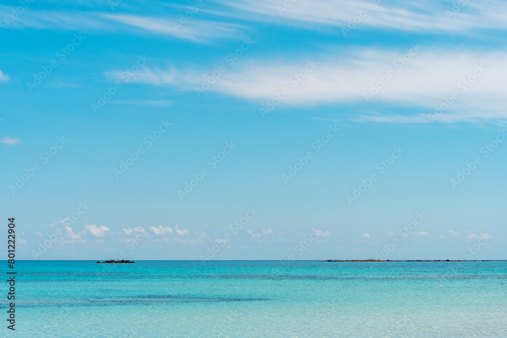 Summer background with tropical beach. Holiday vacation and travel concept. Elafonisi Greece.