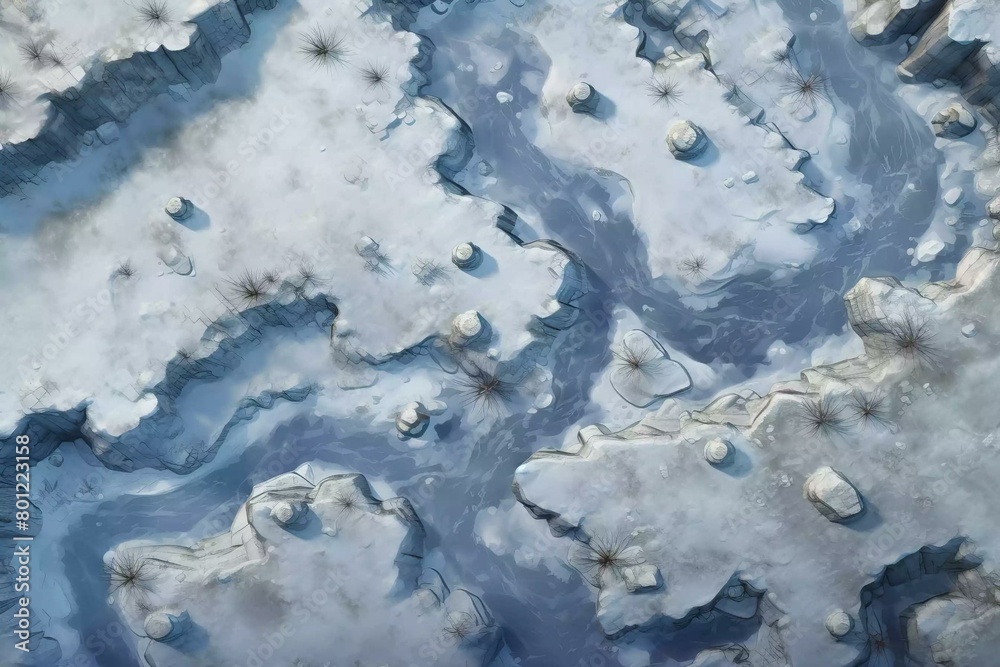 Fototapeta DnD Battlemap Arctic tundra: Expansive snow-covered flat land.