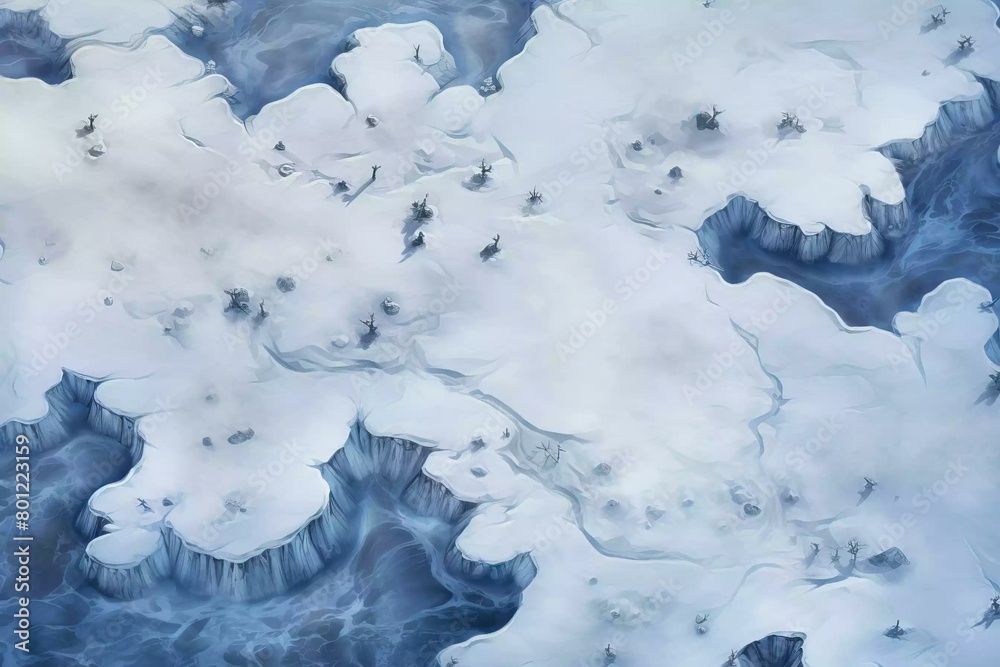DnD Battlemap Arctic tundra: Vast flat snowy landscape, frozen wilderness, icy beauty. DnD Battlemap Arctic tundra: Vast flat snowy landscape, frozen wilderness, icy beauty.