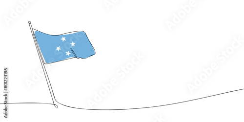 A single line drawing of a Micronesia flag. Continuous line Federated States of Micronesia icon. One line icon. Vector illustration. photo