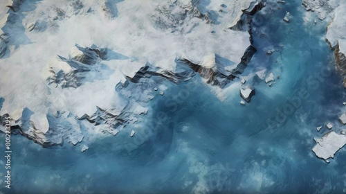DnD Battlemap Arctic frozen lake. Tranquil winter scene.