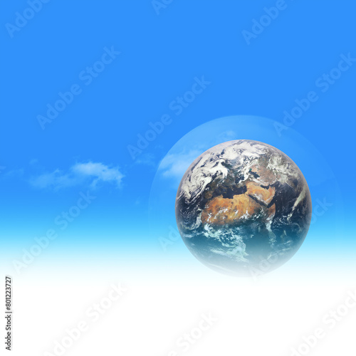 Earth in the skies. Abstract environmental backgrounds with globe