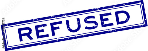 Grunge blue refused word square rubber seal stamp on white background