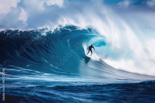 Surfers surfing. surfer catches a big wave in the ocean © MK studio
