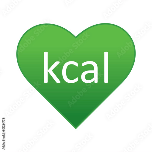 Energy fat burn kcal heart green icon. Kilocalorie logo vector weight fitness heart graphic icon illustration. kilocalorie heart symbolic emblem for food products cover designation, fat burning.