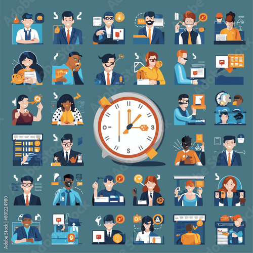Business meeting animation. speaker pointing at presentation on board with graphs chart during business seminar. Office worker showing report with pointer. flip chart, mouth narration, cartoon style