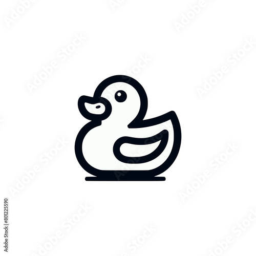 simple rubber duck toy line logo vector illustration template design