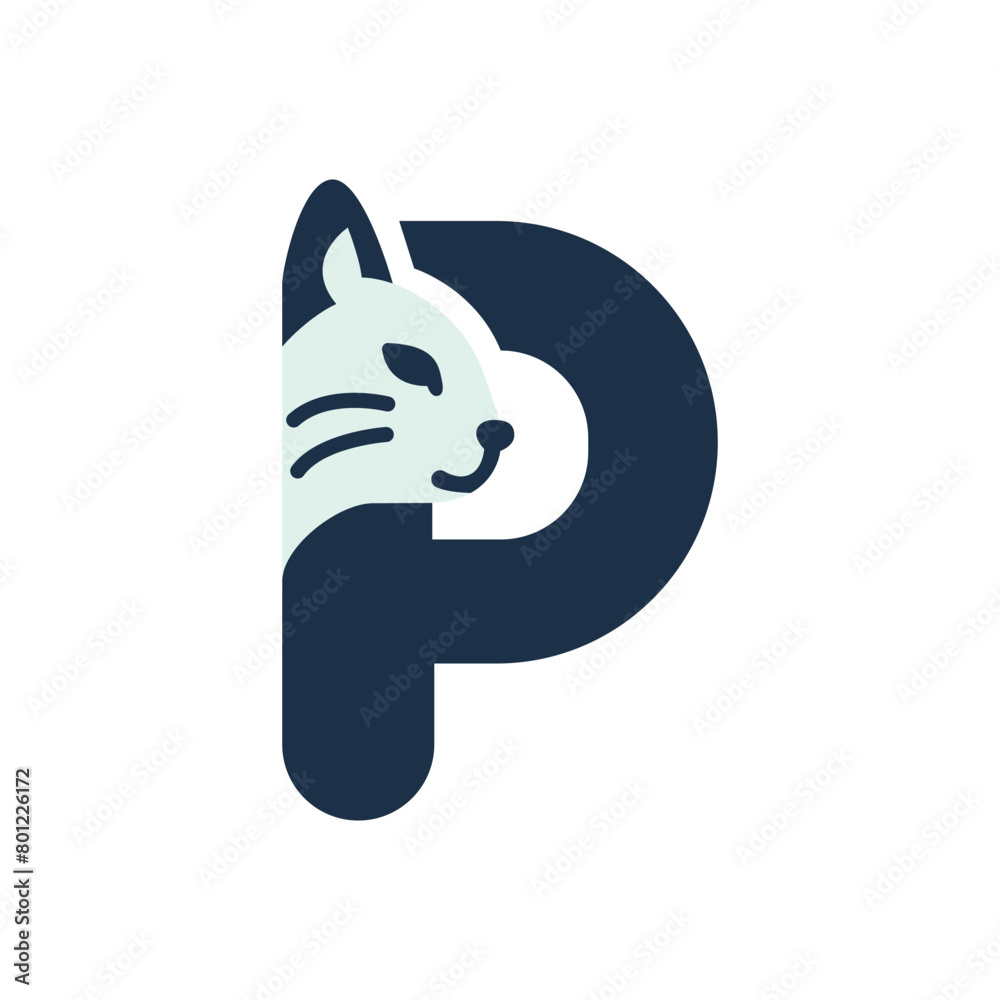 letter P cat logo vector illustration template design letter P cat logo vector illustration template design