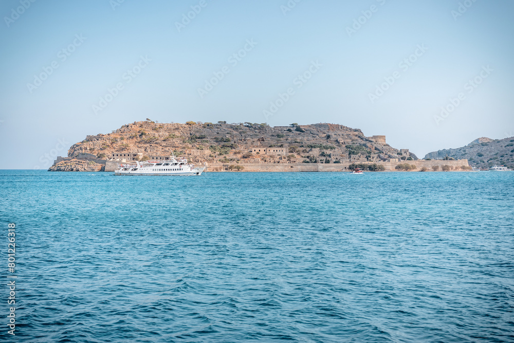 View of Spinalonga Island on Crete, Greece.