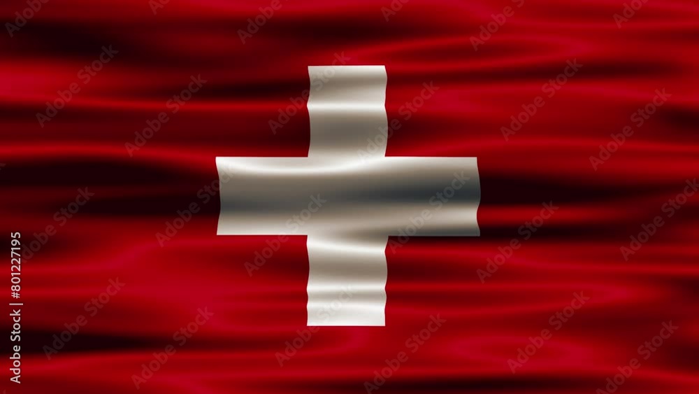 Switzerland national flag. A beautiful view of Switzerland flag video. 3d flag waving video. Switzerland flag 4K resolution. Switzerland flag Closeup. seamless loop animation of the Switzerland flag.