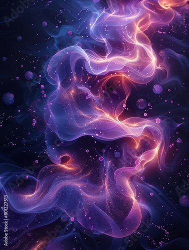 An ethereal, interstellar journey through a nebula. Swirling gases and dust in vibrant hues of purple, pink, and blue. ©  Green Creator