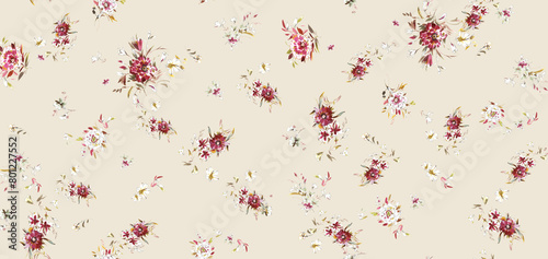 Flowers pattern  floral illustration. Fabric design.