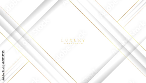 White premium background paper cut style with golden line Luxury concept.