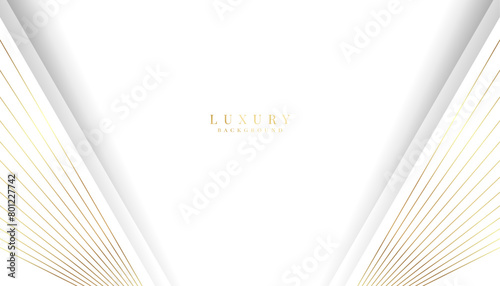 White premium background paper cut style with golden line Luxury concept.
