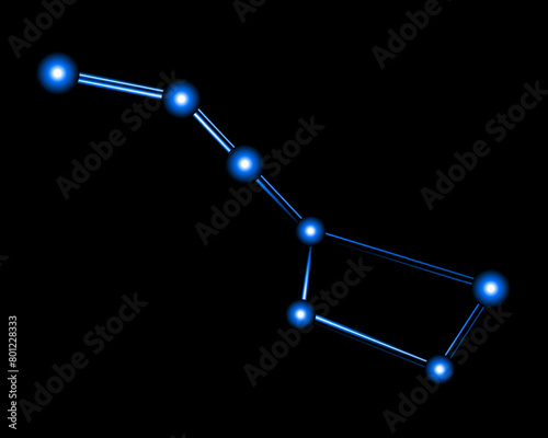 Vector isolated illustration of Ursa major constellation with neon effect.