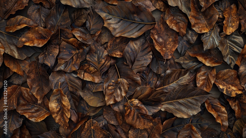 Dense Pile of Richly Textured Autumn Leaves